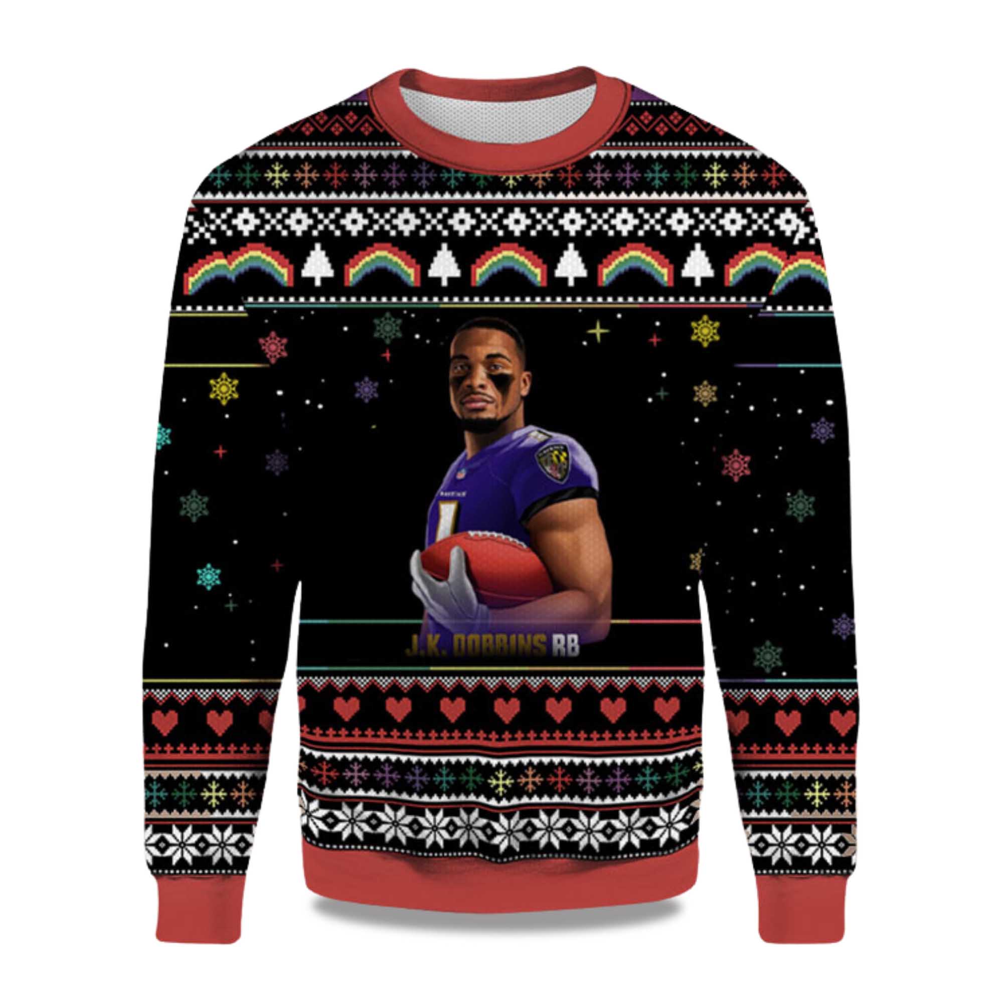 2025 J.K. Dobbins RB Baltimore Ravens Ugly Sweater