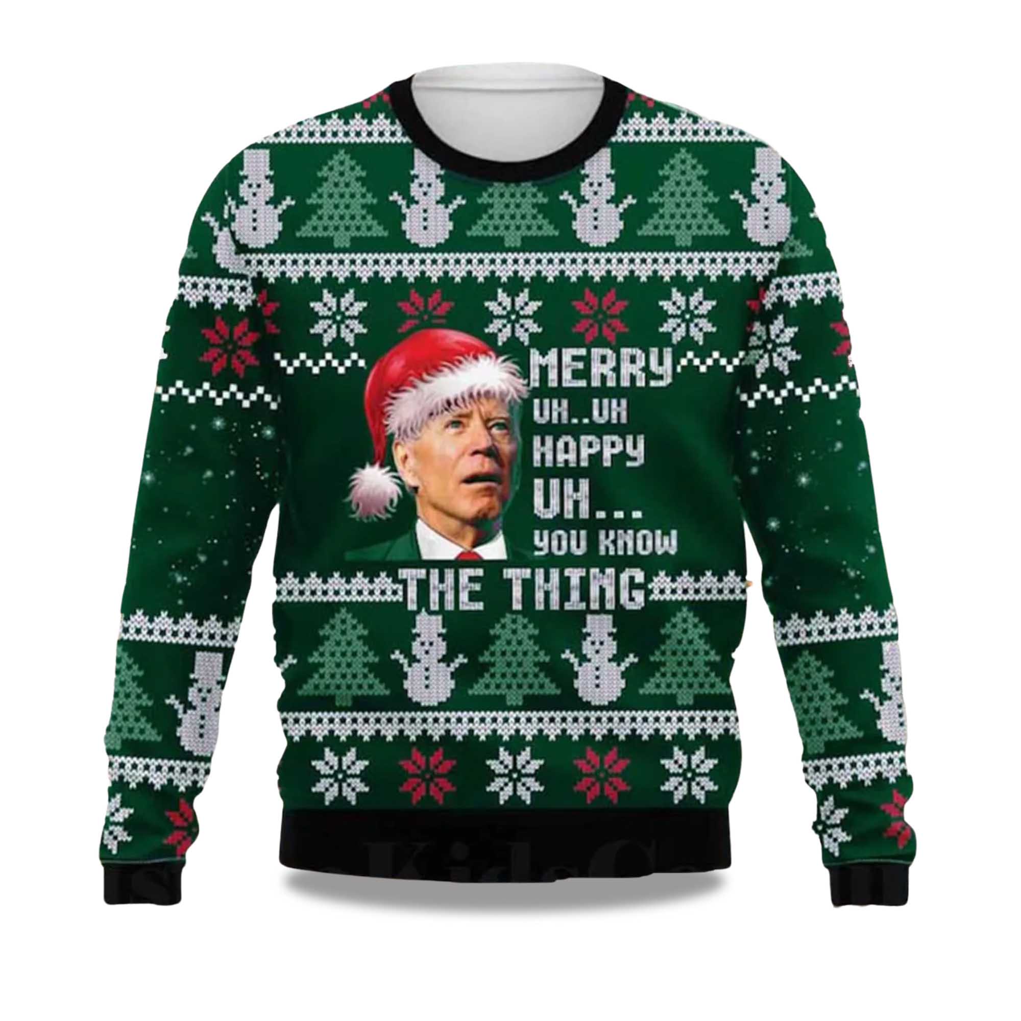 2025 Joe Biden Merry Uh Uh Happy Uh You Know The Thing Ugly Christmas Sweater - Image 3