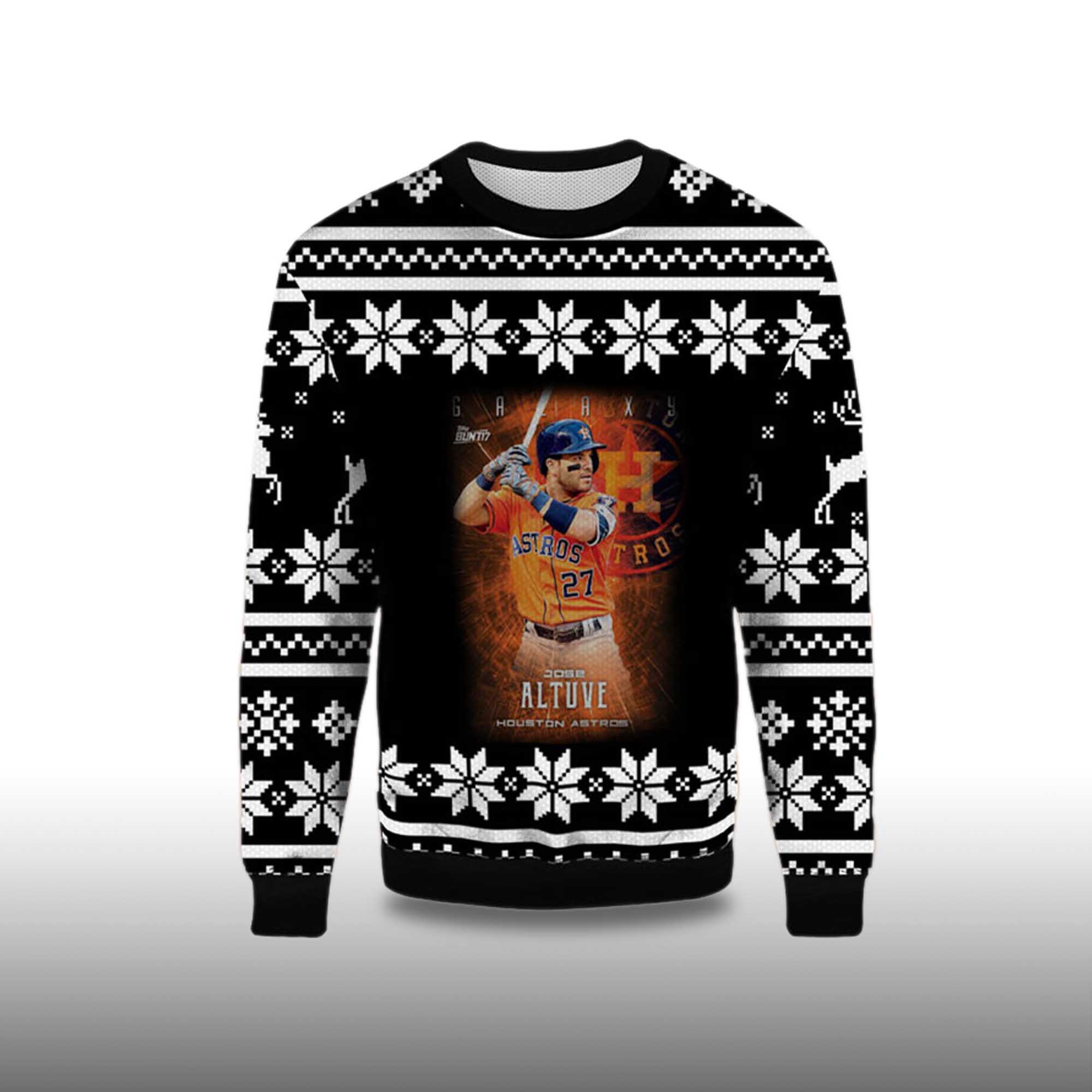 Alternative view of 2025 Jose Altuve Houston Astros Ugly Christmas Sweater