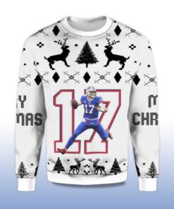 Alternative view of 2025 Josh Allen No.17 Bills Ugly Christmas Sweater