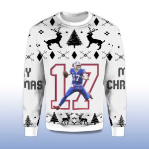 Alternative view of 2025 Josh Allen No.17 Bills Ugly Christmas Sweater