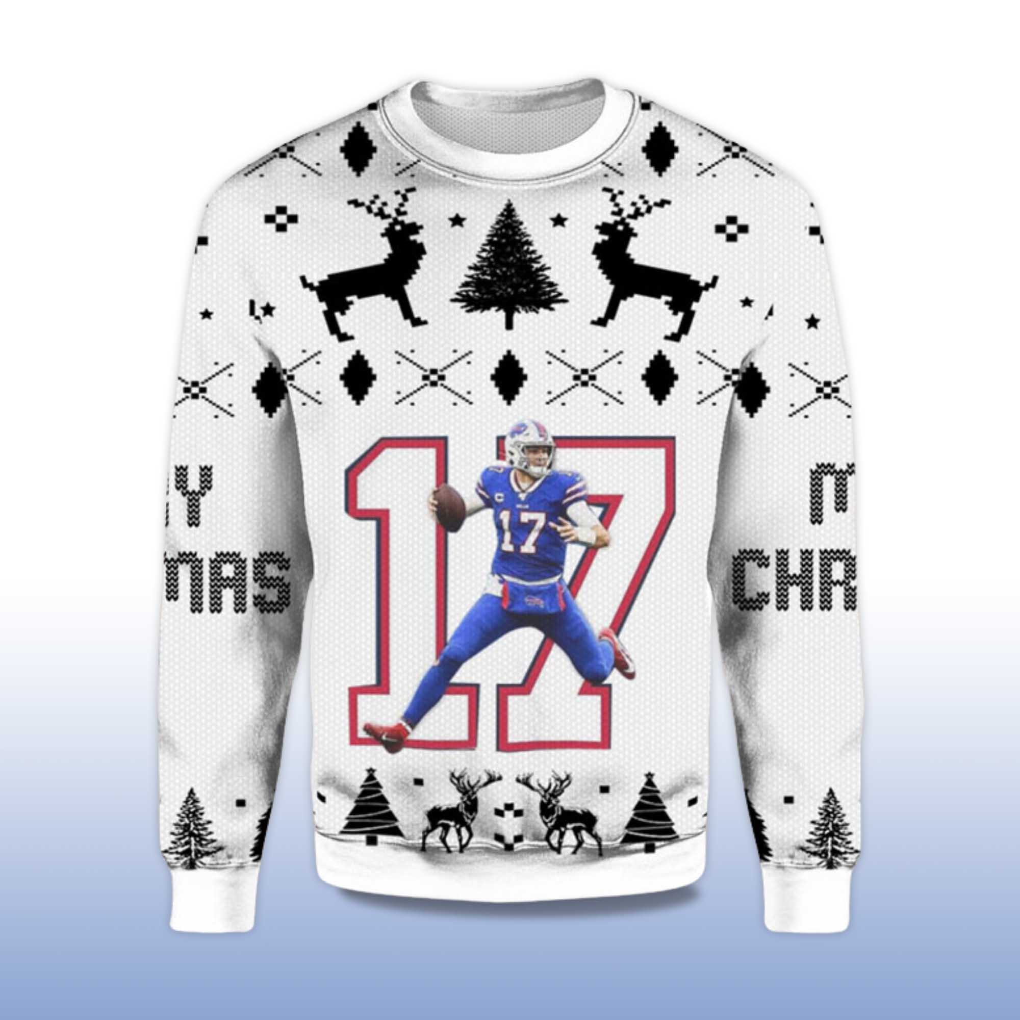 Alternative view of 2025 Josh Allen No.17 Bills Ugly Christmas Sweater