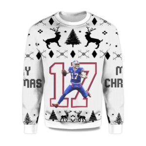 2025 Josh Allen No.17 Bills Ugly Christmas Sweater