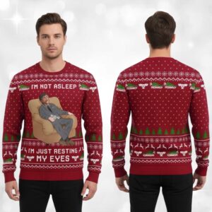 Alternative view of 2025 Just Resting My Eyes Ugly Christmas Sweater