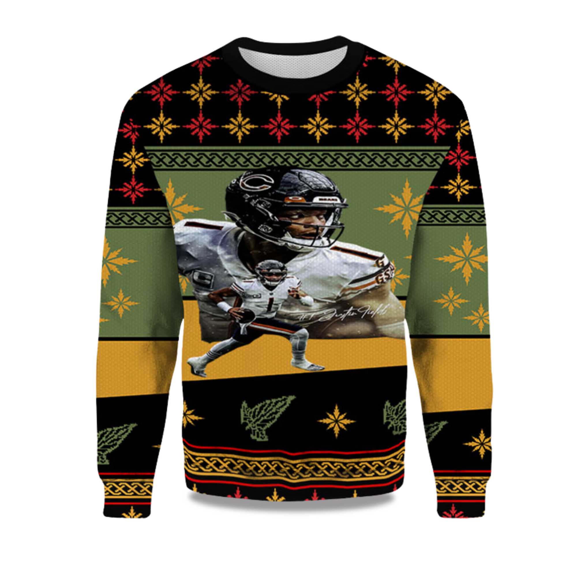 2025 Justin Fields Chicago Chicago Bears Ugly Sweater