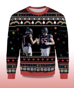Alternative view of 2025 Justin Fields Cody Whitehair Chicago Bears Ugly Sweater