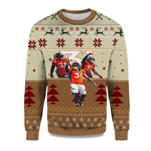 2025 Justin Simmons Denver Broncos Ugly Christmas Sweater