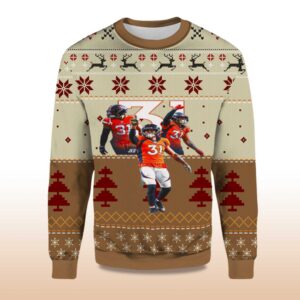 Alternative view of 2025 Justin Simmons Denver Broncos Ugly Christmas Sweater