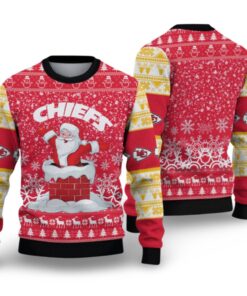 Alternative view of 2025 KC Chiefs Funny Santa Ugly Christmas Sweater 