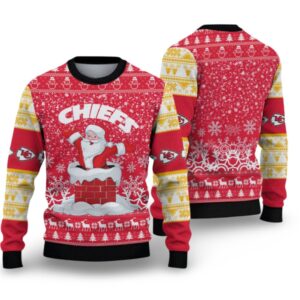 Alternative view of 2025 KC Chiefs Funny Santa Ugly Christmas Sweater - Grishko.com