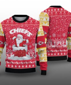 2025 KC Chiefs Funny Santa Ugly Christmas Sweater 