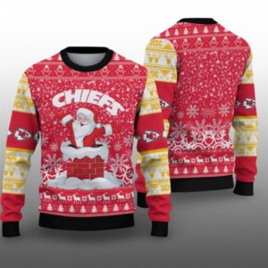 2025 KC Chiefs Funny Santa Ugly Christmas Sweater - Grishko.com