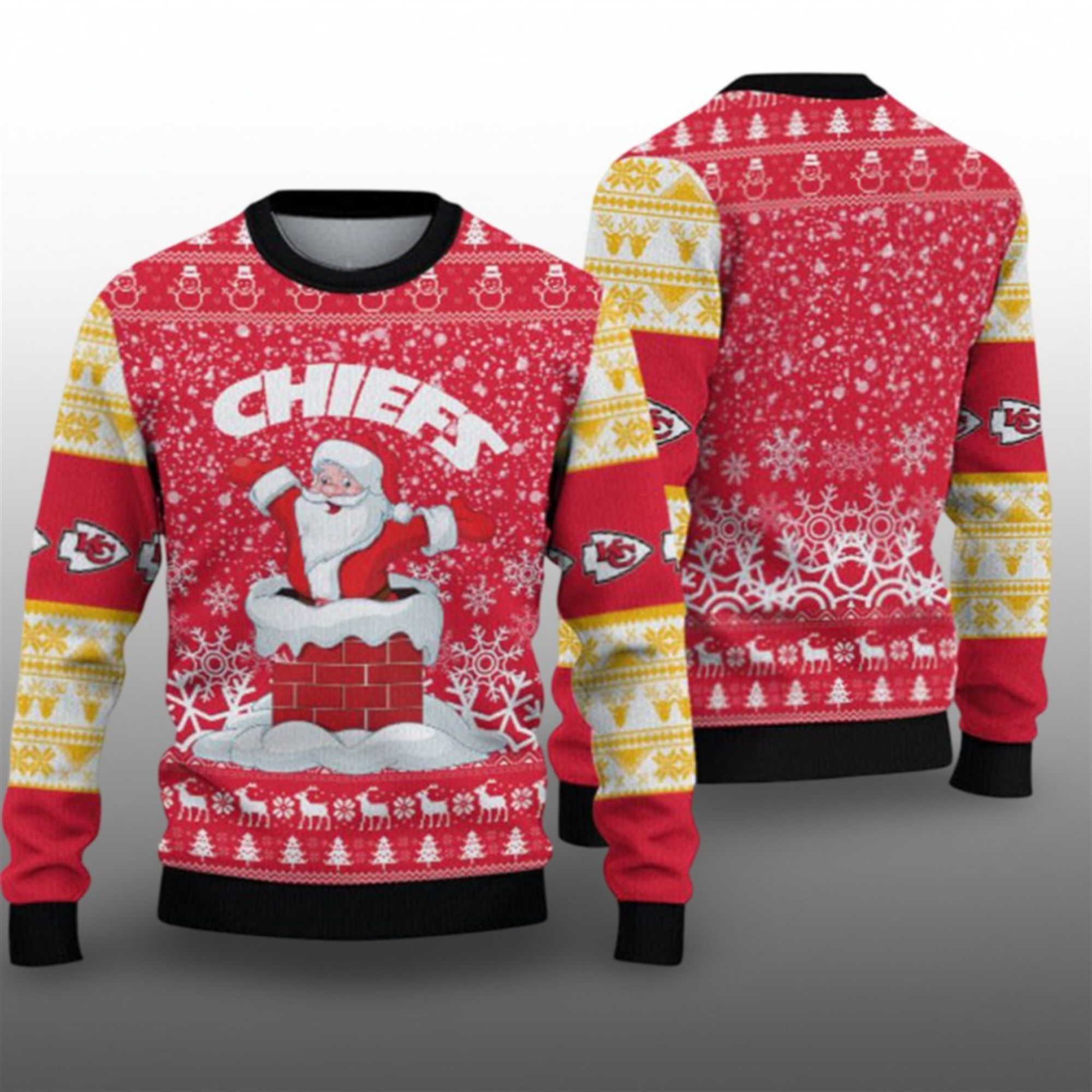 2025 KC Chiefs Funny Santa Ugly Christmas Sweater - Grishko.com