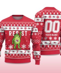 Alternative view of 2025 KC Chiefs Portland Frog Resist Ugly Christmas Sweater