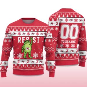 Alternative view of 2025 KC Chiefs Portland Frog Resist Ugly Christmas Sweater