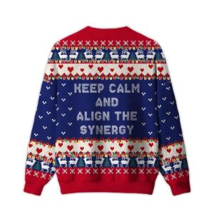 Alternative view of 2025 Keep Calm And Align The Synergy Ugly Christmas Sweater