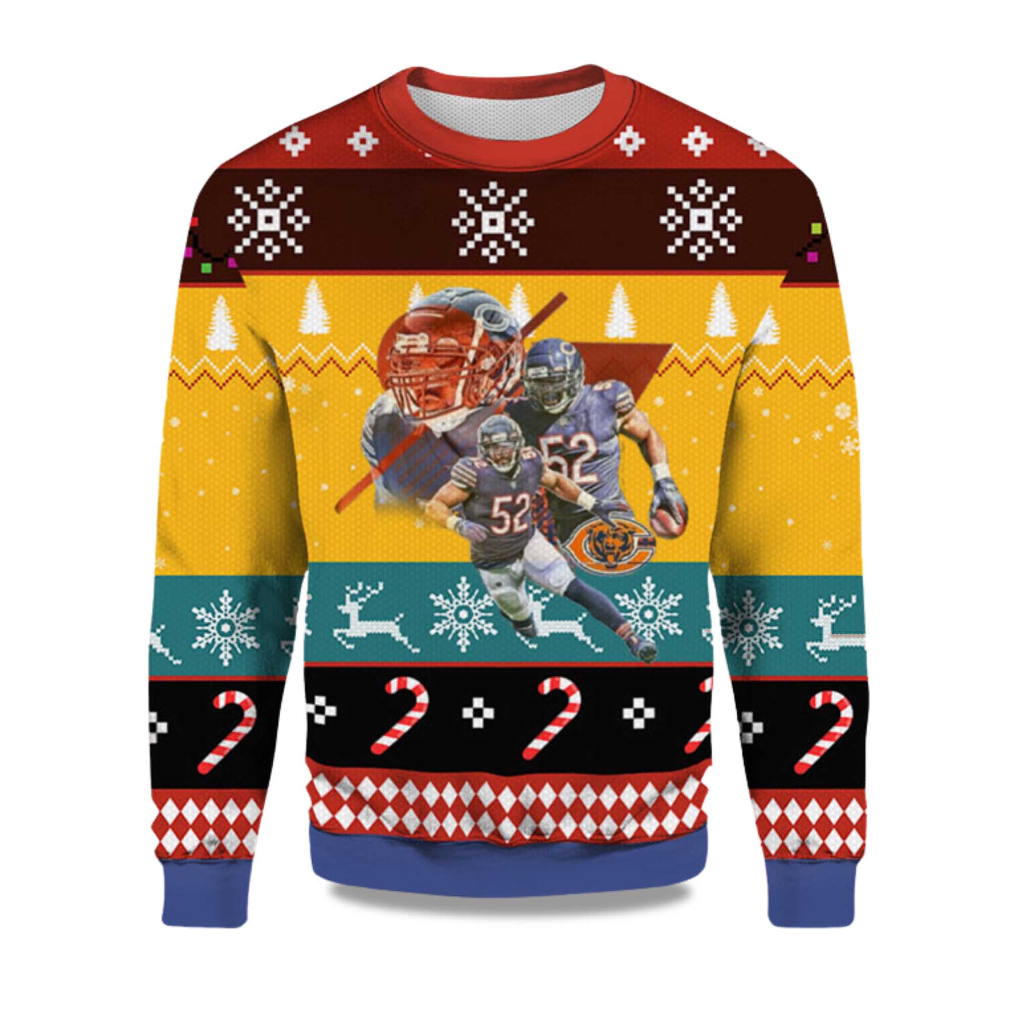 2025 Khalil Mack Chicago Bears Ugly Christmas Sweater