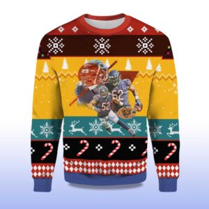 Alternative view of 2025 Khalil Mack Chicago Bears Ugly Christmas Sweater