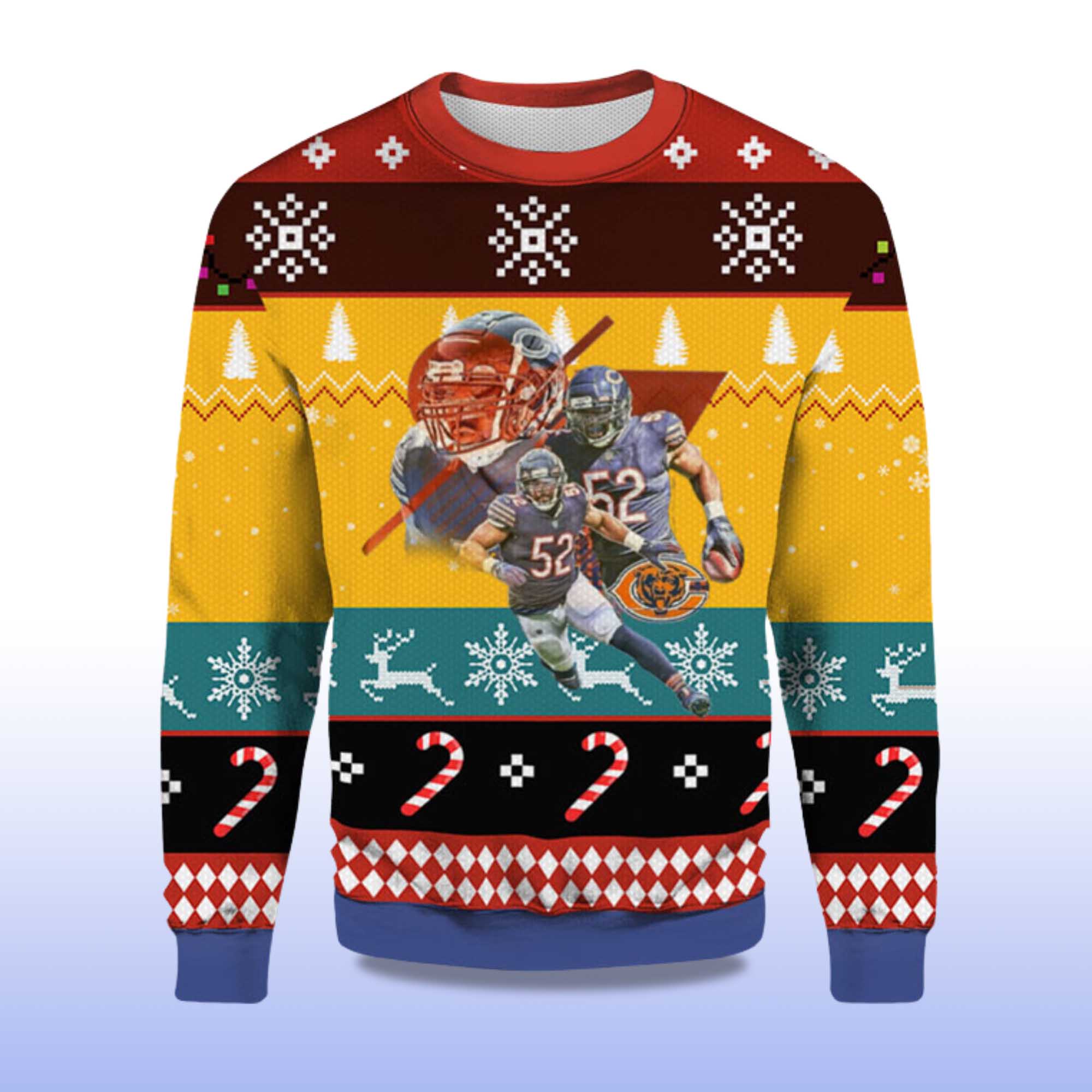 Alternative view of 2025 Khalil Mack Chicago Bears Ugly Christmas Sweater