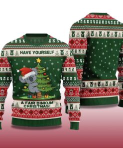 Alternative view of 2025 Koala Have Yourself A Fair Dinkum Christmas Ugly Sweater