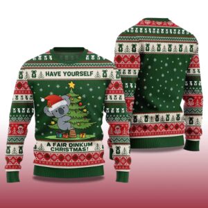 Alternative view of 2025 Koala Have Yourself A Fair Dinkum Christmas Ugly Sweater