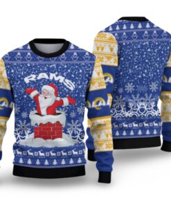 Alternative view of 2025 LA Rams Funny Santa Ugly Christmas Sweater 
