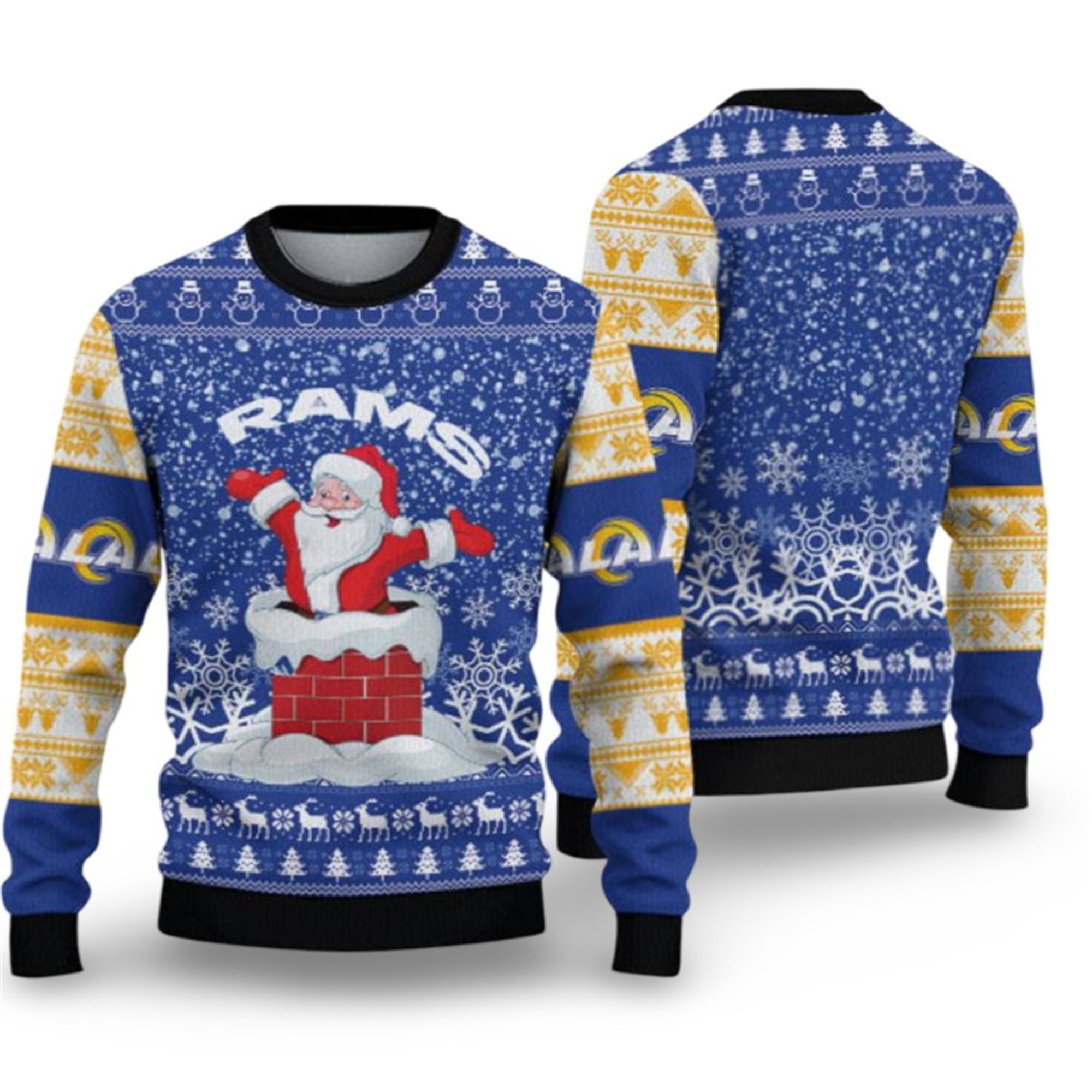 Alternative view of 2025 LA Rams Funny Santa Ugly Christmas Sweater - Grishko.com