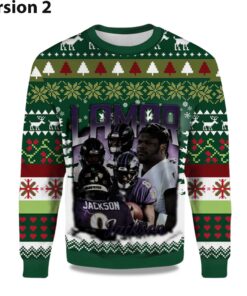 Alternative view of 2025 Lamar Jackson Baltimore Ravens Ugly Sweater