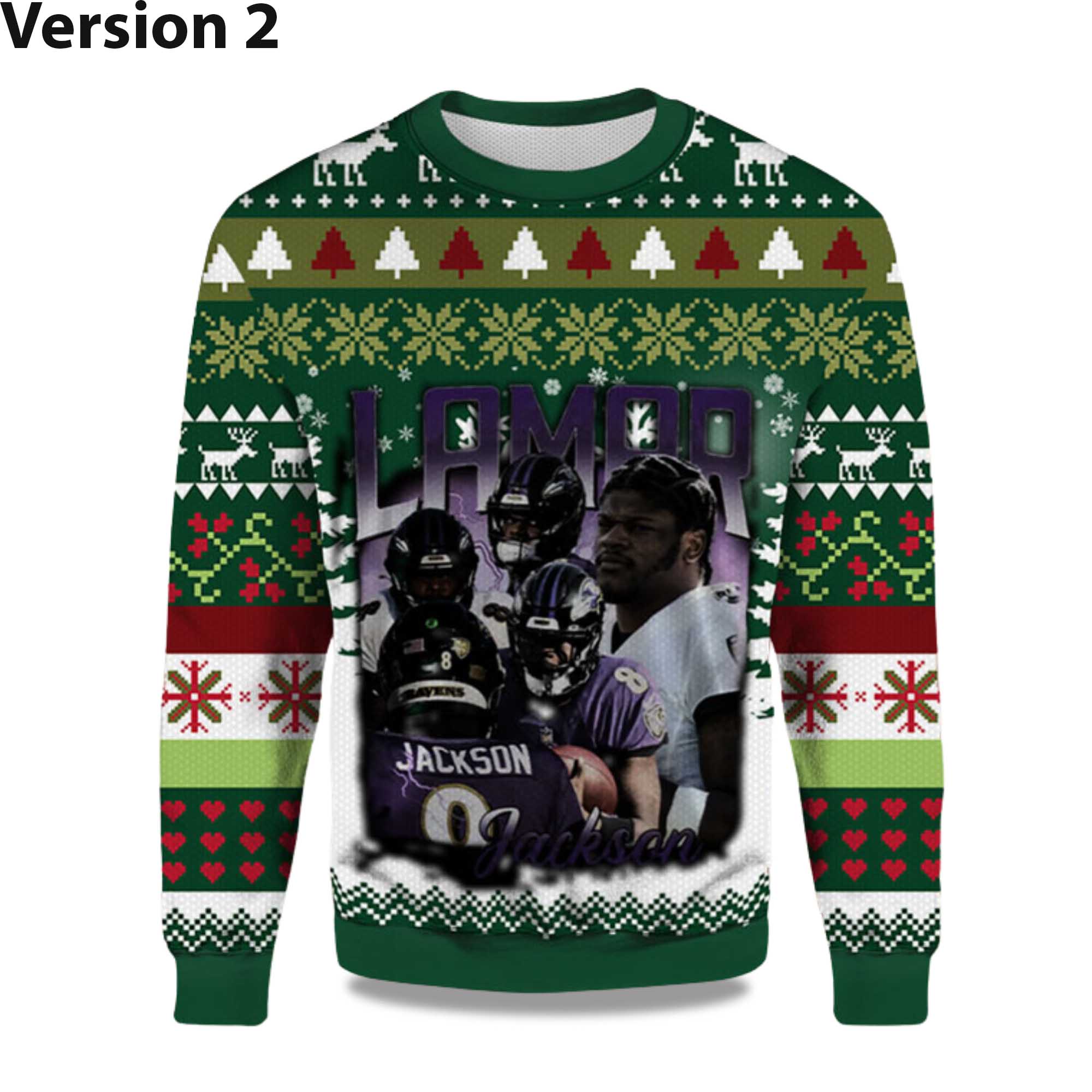Alternative view of 2025 Lamar Jackson Baltimore Ravens Ugly Sweater