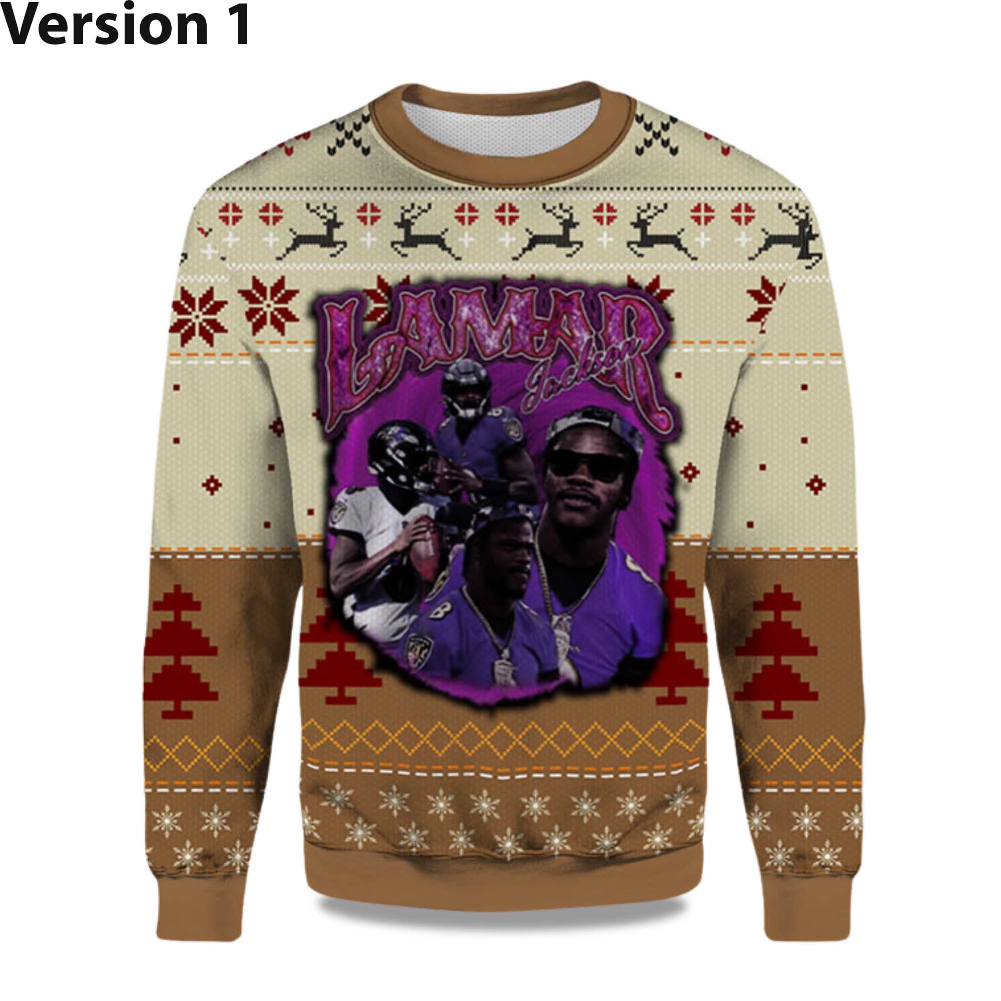 2025 Lamar Jackson Baltimore Ravens Ugly Sweater