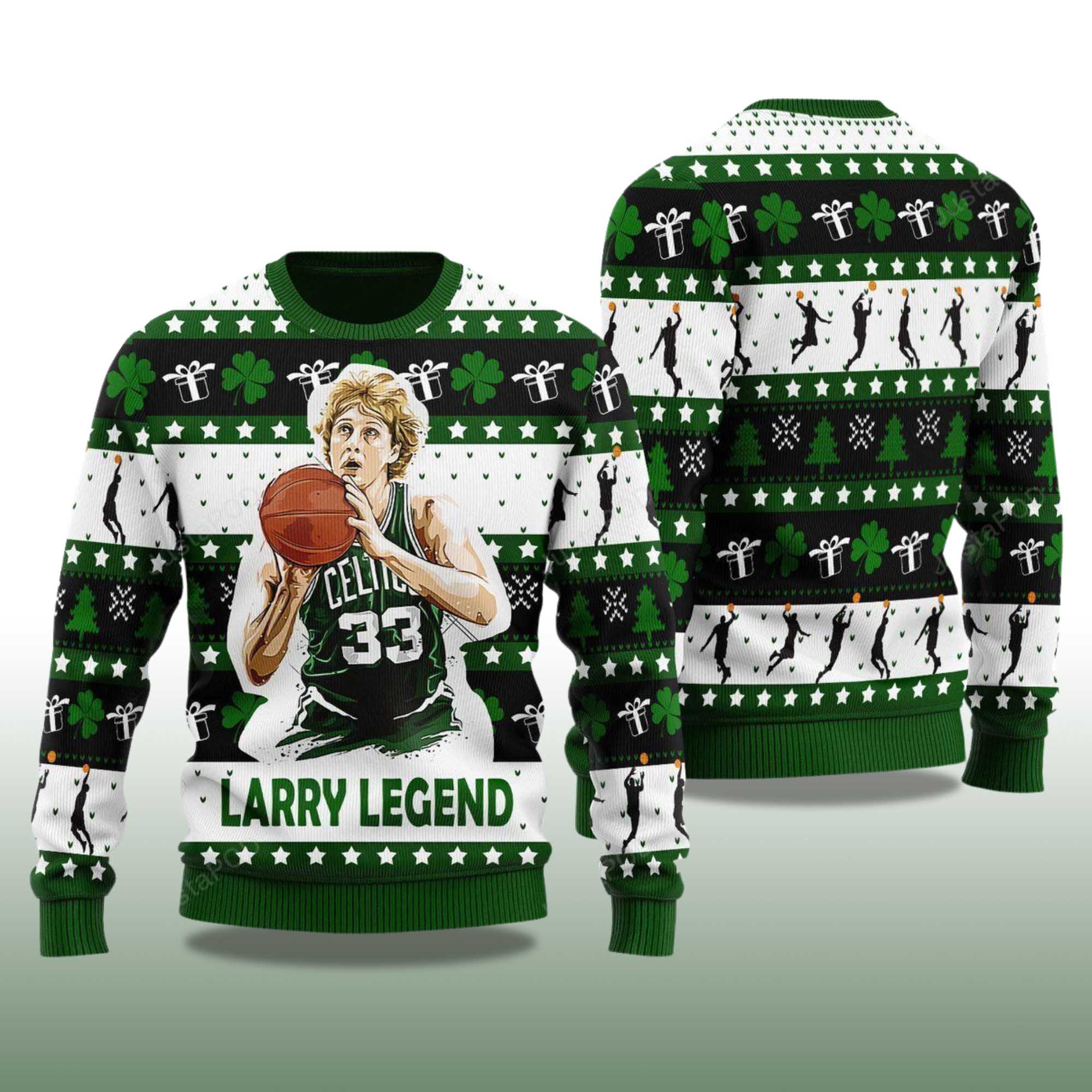 Alternative view of 2025 Larry Bird Basketball Christmas Ugly Sweater