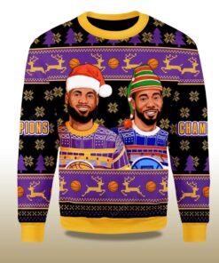 Alternative view of 2025 Lebron James And Kawhi Leonard Basketball Christmas Ugly Sweater