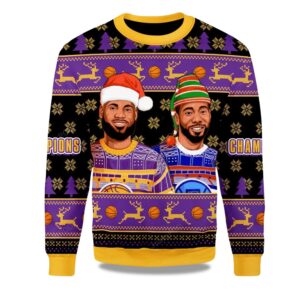 2025 Lebron James And Kawhi Leonard Basketball Christmas Ugly Sweater