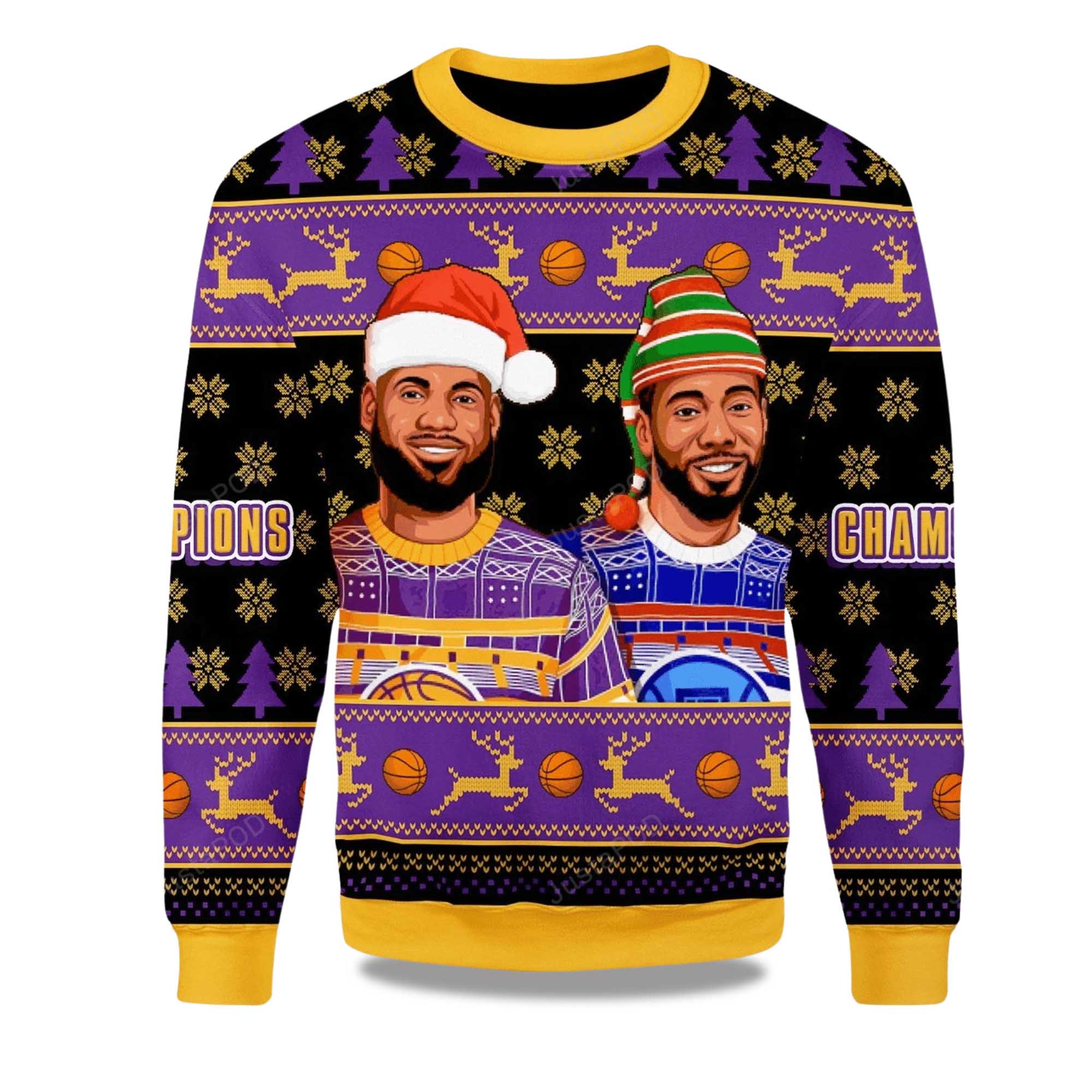2025 Lebron James And Kawhi Leonard Basketball Christmas Ugly Sweater