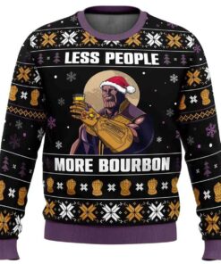 2025 Less People More Bourbon Marvel Comics Ugly Christmas Sweater