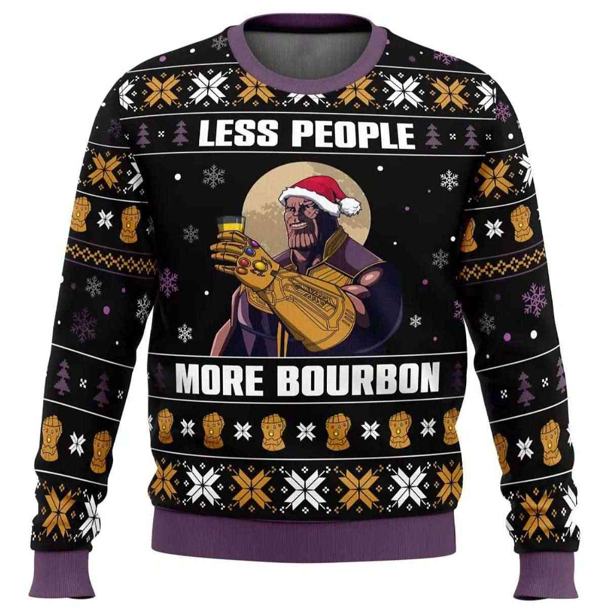 2025 Less People More Bourbon Marvel Comics Ugly Christmas Sweater