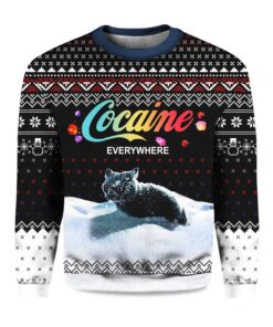 2025 Let It Snow Cat Cocaine Everywhere Ugly Christmas Sweater