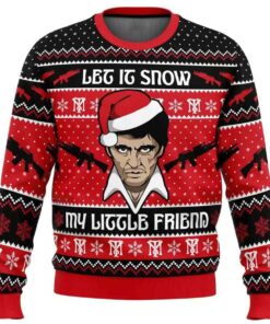 2025 Let It Snow Scarface Ugly Christmas Sweater