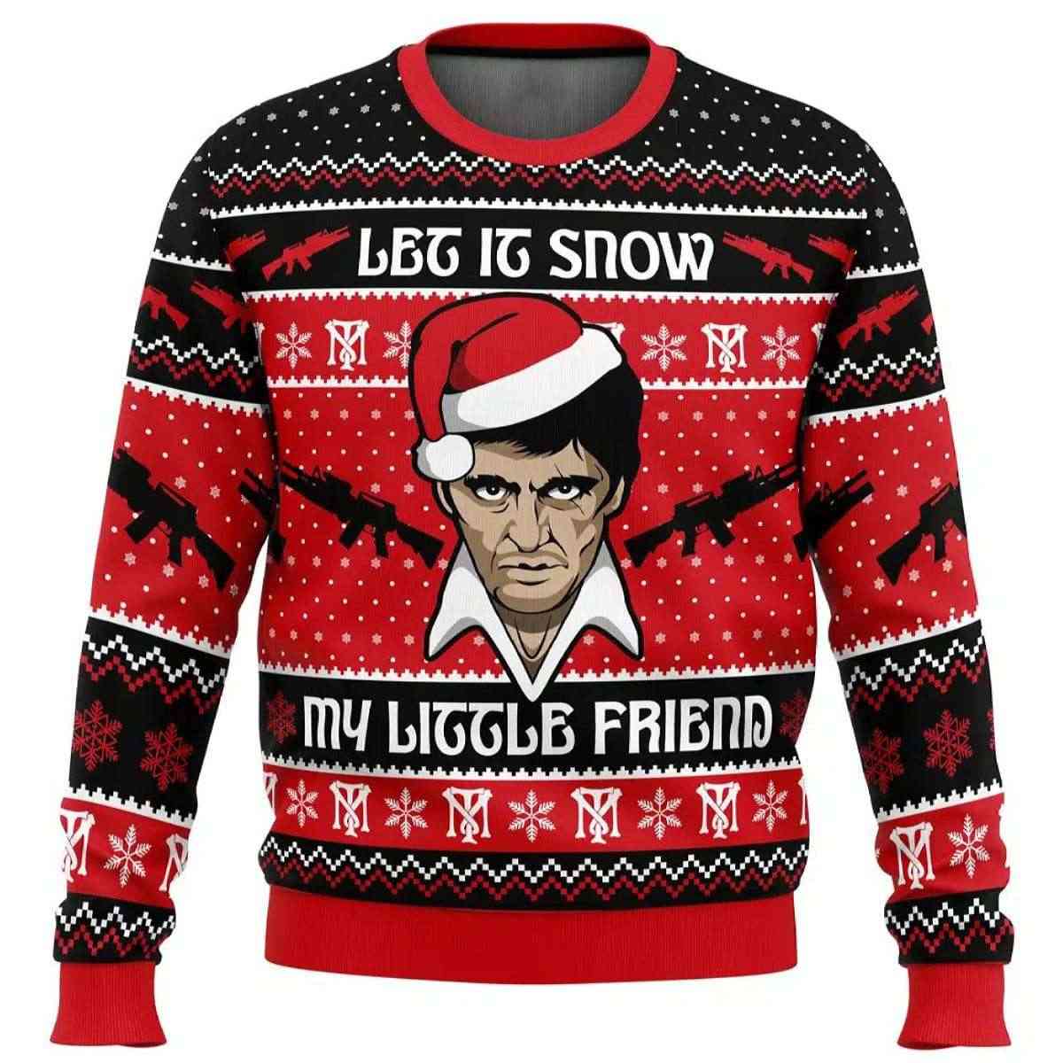 2025 Let It Snow Scarface Ugly Christmas Sweater