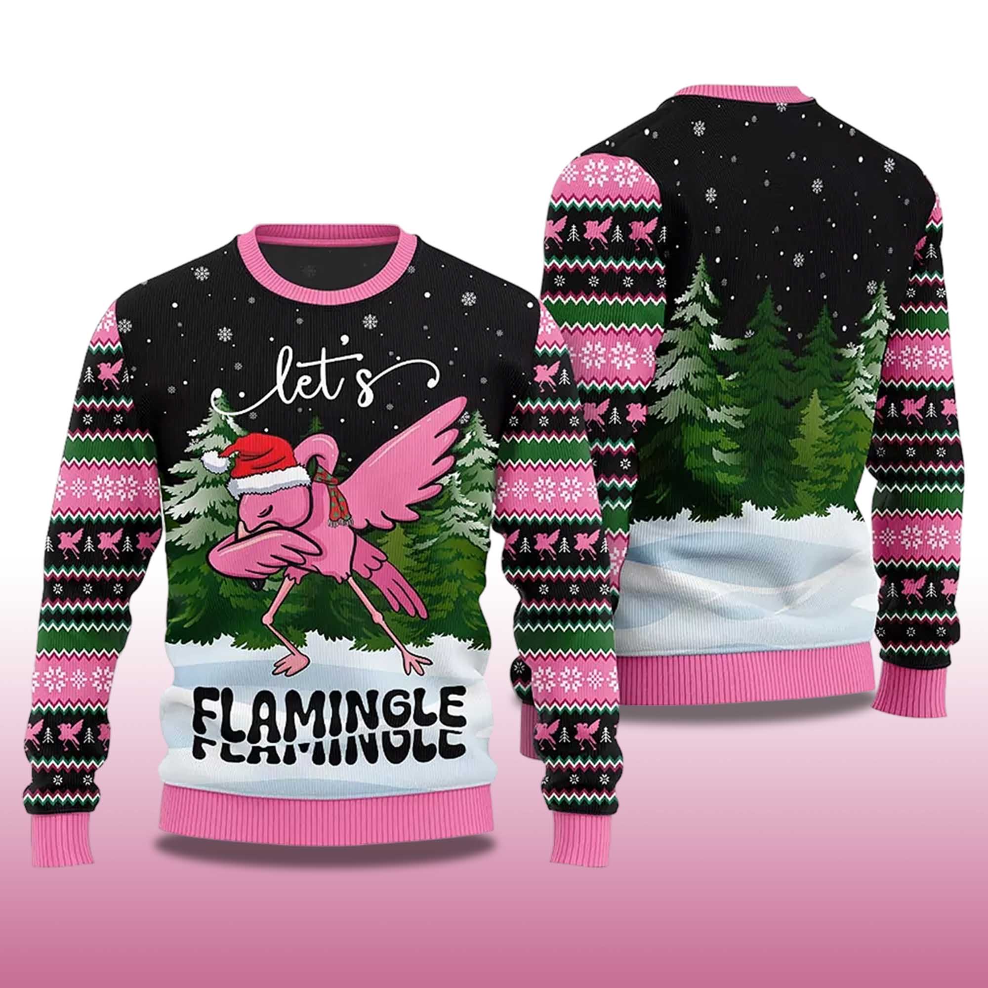 Alternative view of 2025 Let's Flamingle Ugly Christmas Sweater