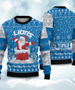 2025 Lions Funny Santa Christmas Ugly Sweater