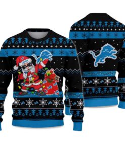 2025 Lions Santa Claus Ugly Christmas Sweater
