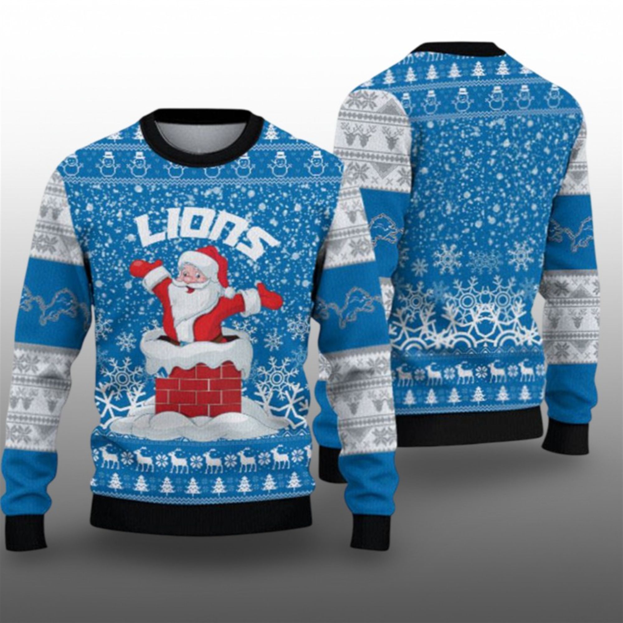 2025 Lions Santa Ugly Christmas Sweater - Grishko.com