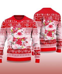 Alternative view of 2025 Lovely Pig Reindeer Ugly Christmas Sweater