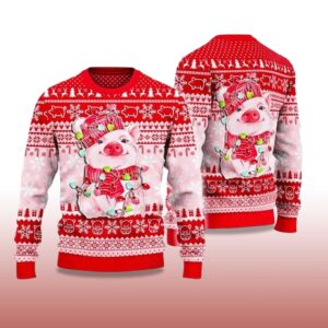 Alternative view of 2025 Lovely Pig Reindeer Ugly Christmas Sweater