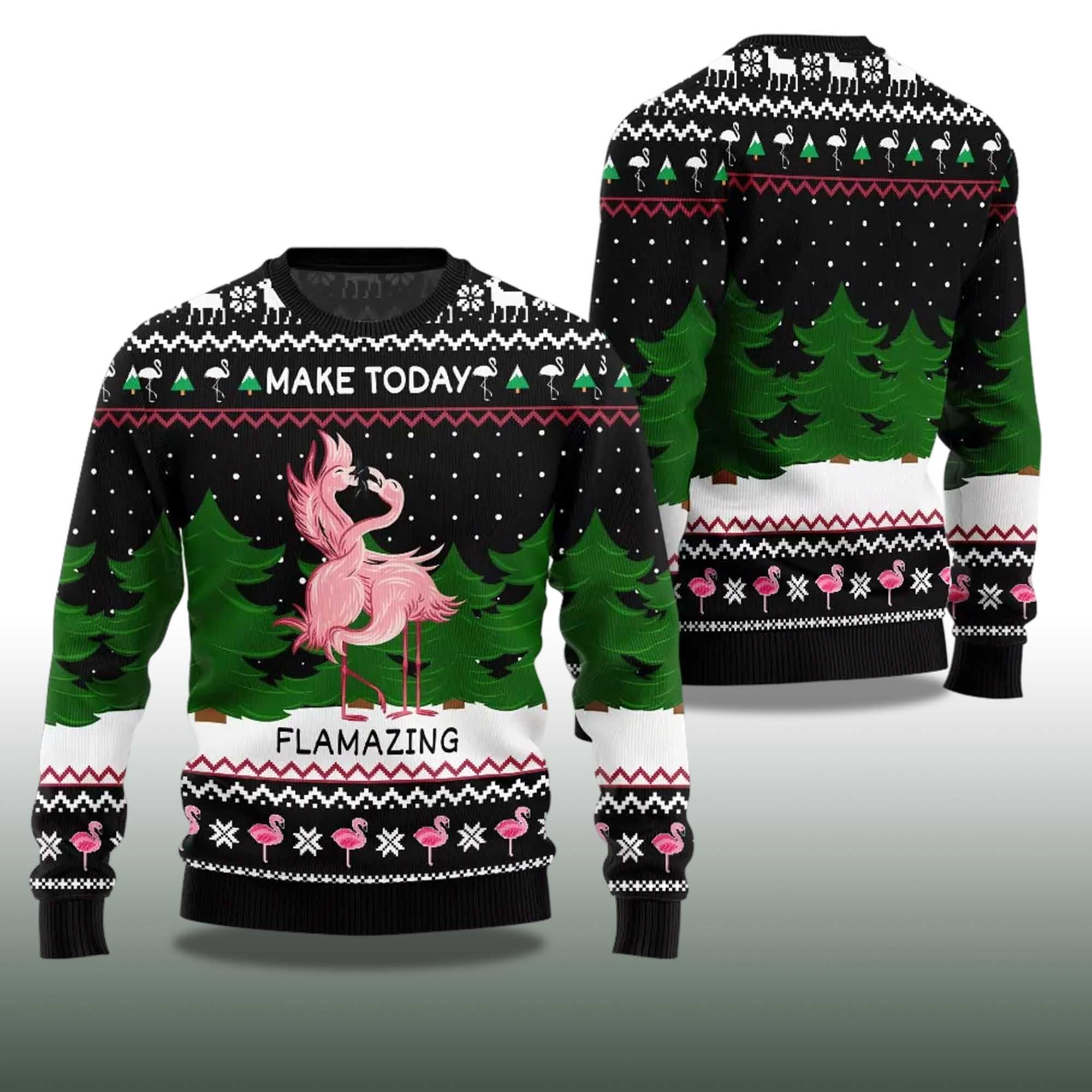 Alternative view of 2025 Make Today Flamazing Flamingo Ugly Christmas Sweater