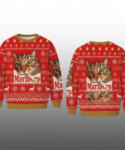2025 Marlboro Smoking Cat Meme Christmas Ugly Sweater 