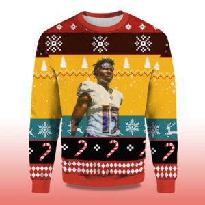 Alternative view of 2025 Marquise Brown Baltimore Ravens Ugly Christmas Sweater