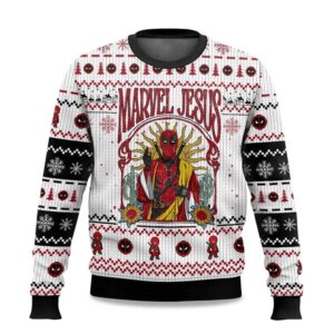 2025 Marvel Jesus Deadpool Ugly Sweater Christmas