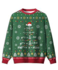 2025 Math Merry Xmas Tree Green Ugly Christmas Sweater